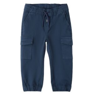 Pantalone cargo in cotone vita elasticizzata con coulisse