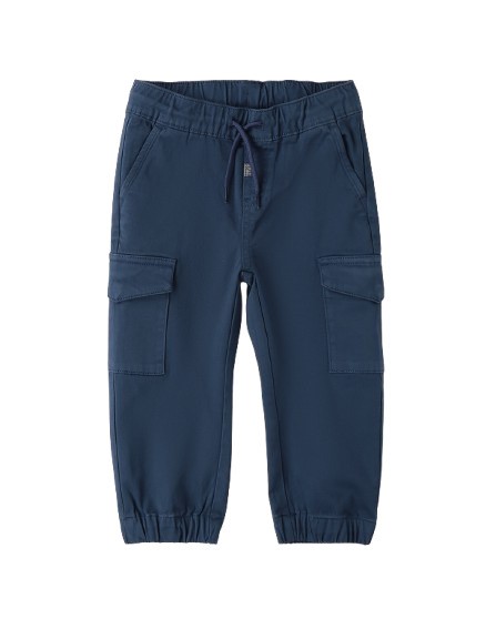 Pantalone cargo in cotone vita elasticizzata con coulisse