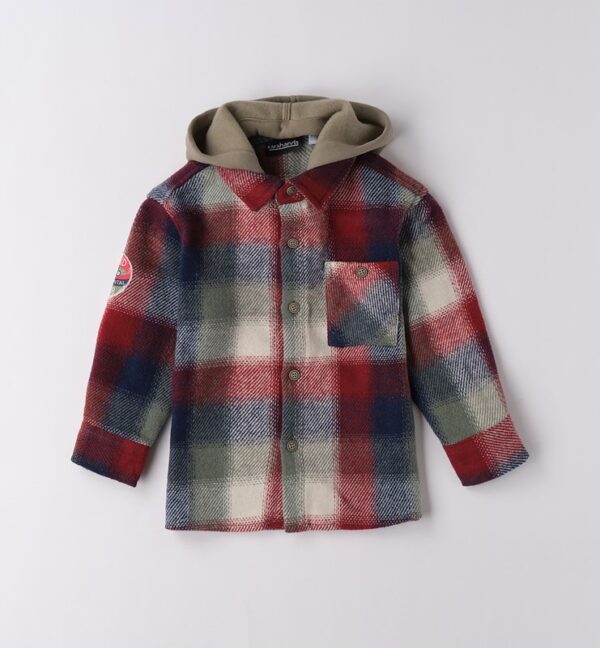 Camicia in lana a quadri con cappuccio