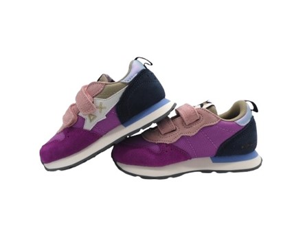 Sneaker bassa in camoscio e tessuto con doppio velcro
