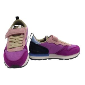 Sneaker bassa in camoscio e tessuto con velcro e lacci