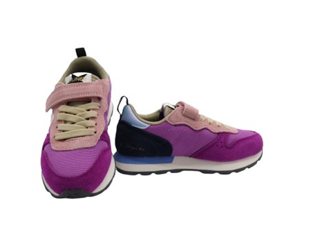 Sneaker bassa in camoscio e tessuto con velcro e lacci