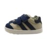 Sneaker primo passo in pelle e camoscio con doppio velcro