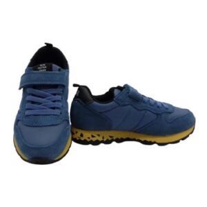 Sneaker bassa in camoscio e tessuto con velcro e lacci