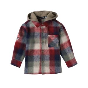 Camicia in lana a quadri con cappuccio