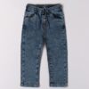 Pantalone denim con vita elasticizzata e coulisse
