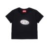 T-shirt in jersey con logo in paillettes