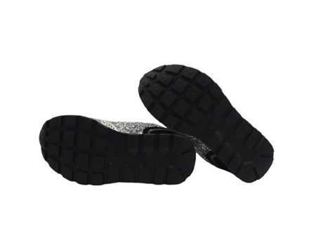 Sneaker bassa in camoscio e glitter con velcro e lacci