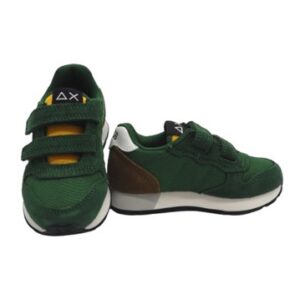 Sneaker bassa in camoscio e tessuto con doppio velcro