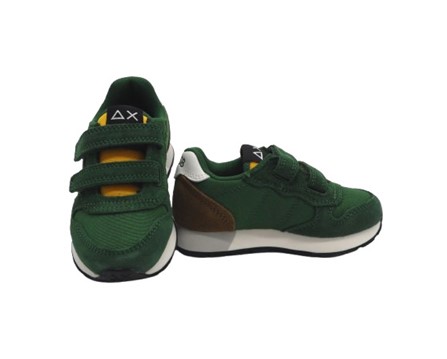 Sneaker bassa in camoscio e tessuto con doppio velcro