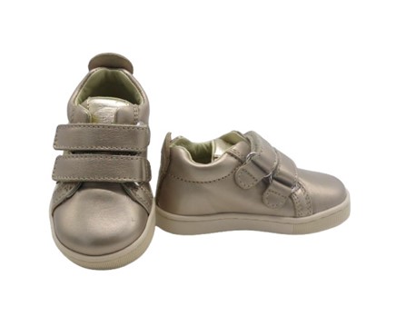 Sneaker primo passo in pelle con doppio velcro