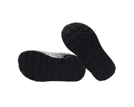 Sneaker bassa in camoscio e glitter con doppio velcro