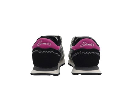 Sneaker bassa in camoscio e glitter con doppio velcro