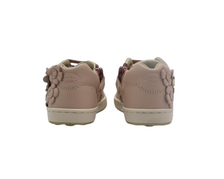 Sneaker primo passo in pelle con fiorellini lacci e zip