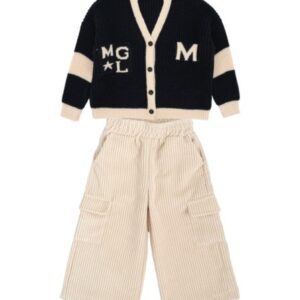 Completo cardigan e pantalone in velluto