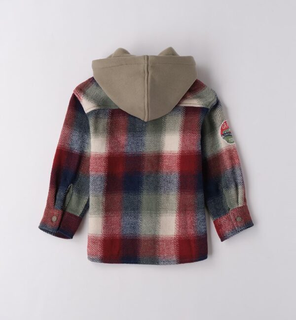 Camicia in lana a quadri con cappuccio