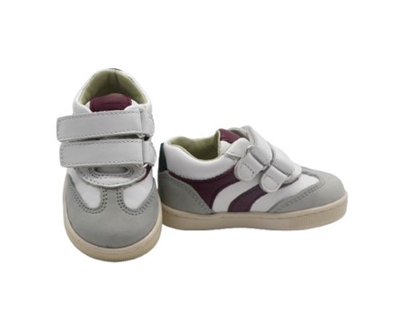 Sneaker primo passo in pelle con doppio velcro