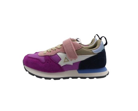 Sneaker bassa in camoscio e tessuto con velcro e lacci