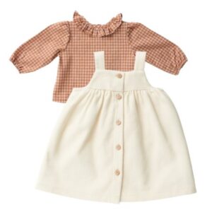 Completo camicia a quadri e salopette in velluto