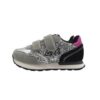 Sneaker bassa in camoscio e glitter con doppio velcro