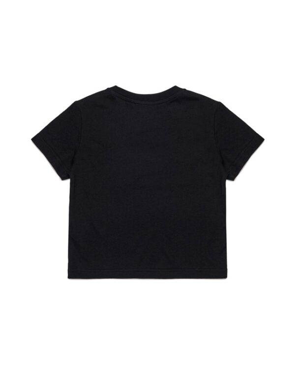 T-shirt in jersey con logo in paillettes