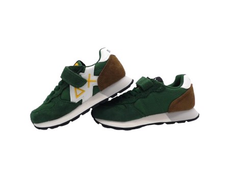 Sneaker bassa in camoscio e tessuto con velcro e lacci
