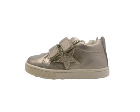 Sneaker primo passo in pelle con doppio velcro