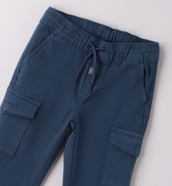 Pantalone cargo in cotone vita elasticizzata con coulisse