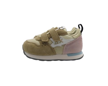 Sneaker bassa in camoscio e tessuto con doppio velcro