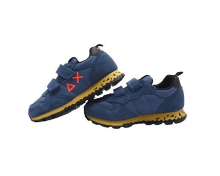 Sneaker bassa in camoscio e tessuto con doppio velcro