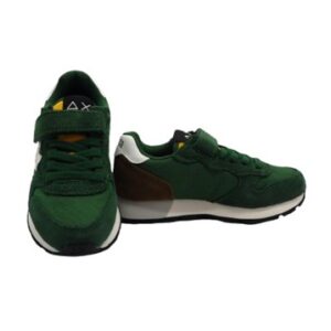 Sneaker bassa in camoscio e tessuto con velcro e lacci