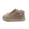 Sneaker primo passo in pelle con fiorellini lacci e zip