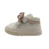 Sneaker primo passo in pelle con doppio velcro e fiocco