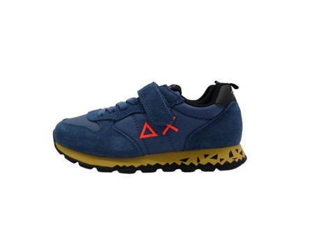 Sneaker bassa in camoscio e tessuto con velcro e lacci