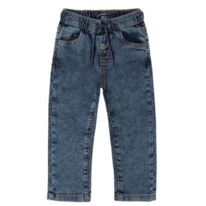 Pantalone denim con vita elasticizzata e coulisse
