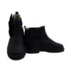 Stivaletto in pelle con fiocco in velluto laterale e zip