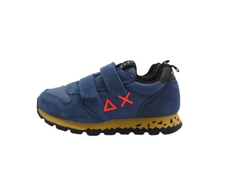 Sneaker bassa in camoscio e tessuto con doppio velcro
