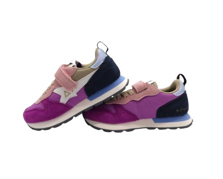 Sneaker bassa in camoscio e tessuto con velcro e lacci
