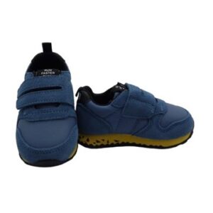 Sneaker bassa in camoscio e tessuto con doppio velcro