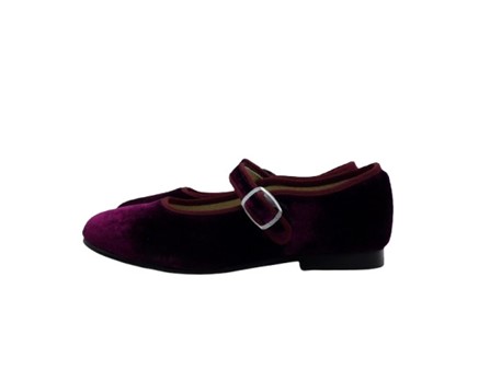 Ballerina in velluto con cinturino a clips