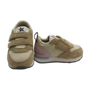 Sneaker bassa in camoscio e tessuto con doppio velcro