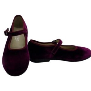 Ballerina in velluto con cinturino a clips
