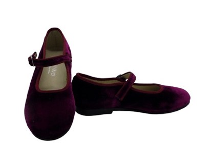 Ballerina in velluto con cinturino a clips