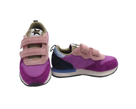 Sneaker bassa in camoscio e tessuto con doppio velcro