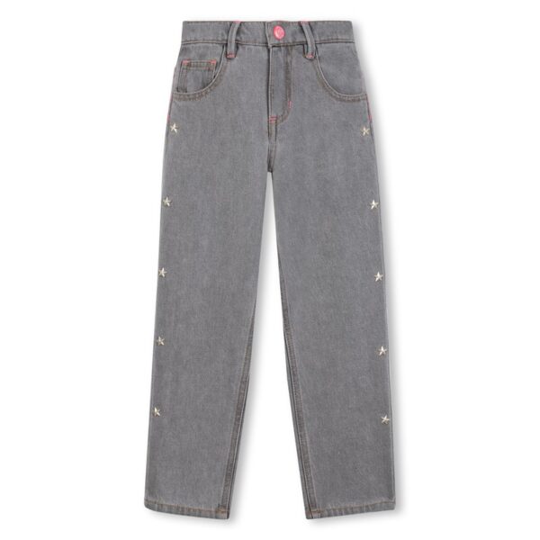 Pantalone in denim con borchie a stella laterali