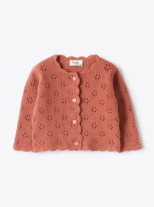 Cardigan in lana con motivo traforato