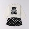Completo felpa con orsetto e short a pois