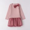Vestito in maglia lurex e balza in tulle