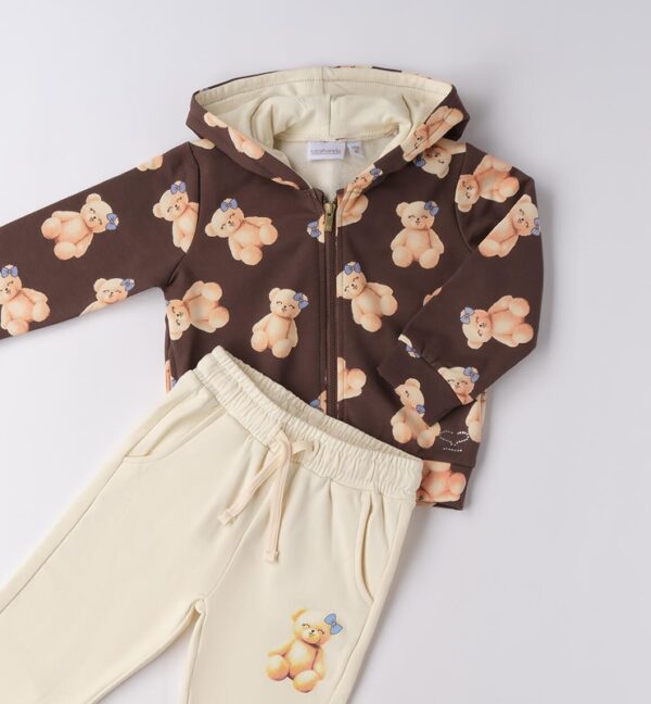 Completo felpa con orsetti e pantalone con coulisse