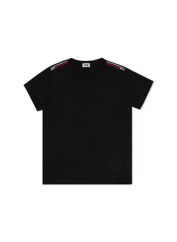 T-shirt mezza manica con banda logata sulle spalle